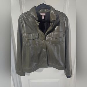 Chico's Dark Olive Faux Leather Jacket